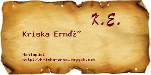 Kriska Ernő névjegykártya
